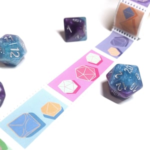 DnD Washi Tape | Pastel Aesthetic Stamp Washi Tape | Dungeons and Dragons Geeky Stationery Gifts | Kawaii Decorative Scrapbooking Tape Roll