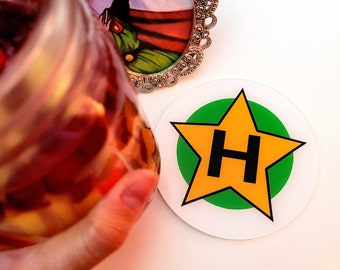 Orange Star High Acrylic Drink Coaster | Dragon Ball Inspired Kitchen, Classic Anime and Manga Badge | Otaku Drinking Bartending Kitchenware