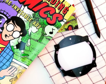 Animation Disc Acrylic Drink Coaster | Studio Oxberry Cel Drawing Light Table Design | Unique Funny Gift for Artists, Animators, Cartoonists