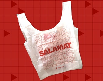 Red Salamat Thank You Everyday Tote Market Bag | Filipino Tagalog Aesthetic Typography Design | Grocery Shopping Sustainable Travel Gift