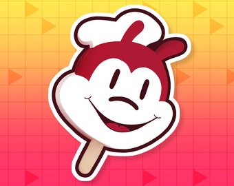 Jollibee Character Popsicle Vinyl Sticker | Filipino Cartoon Fast Food Chickenjoy Mascot | Asian Snacks Stickers for Water Bottle Laptop