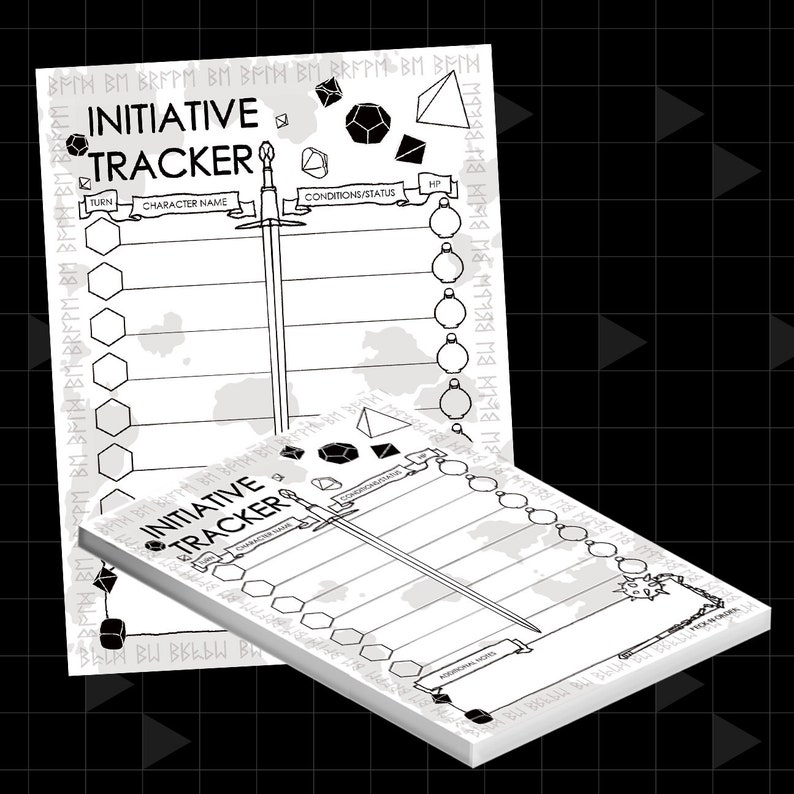 Dungeons and Dragons 5E Combat Initiative Tracker Character Sheet Memo Pad DM Dungeon Master Screen Inserts, DnD Accessories for Players image 1