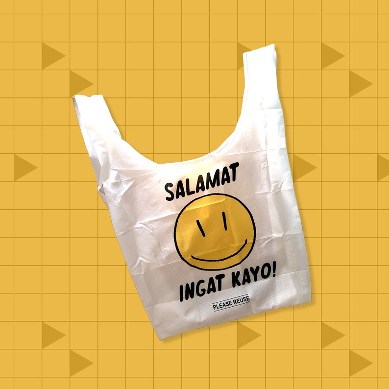 Filipino Thank You Smiley Shopping Bag Reusable Recyclable Grocery Tote Plastic Market Bag, Eco Friendly Sustainable Gift Pinoy Pride image 4