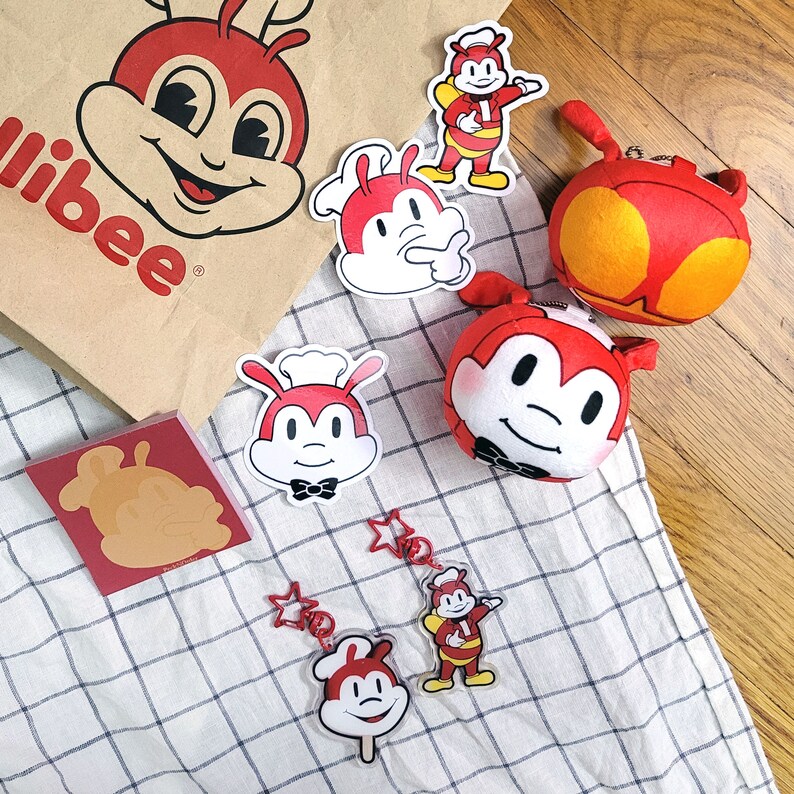 SECONDS / B-Grade Jollibee Manjuu Mochi Plushie Charm Funny Filipino Family Birthday Party Gifts Soft Omanjuu Character Itabag Keychain image 6