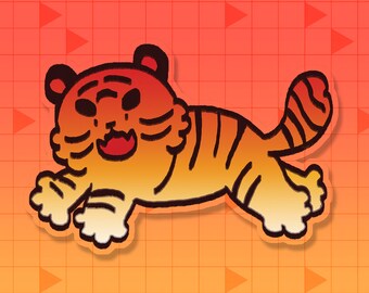 Cute Chibi Tiger Balm Waterproof Sticker | Funny Cat Stickers, Kitty Cat Lover Bumper, Laptop, Hydro Flask Decal | Lucky Chinese Zodiac Gift