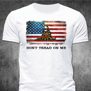 Gadsden American Flag Distressed Don&#39;t Tread On Me Rattlesnake T Shirt (white)