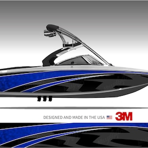 Stealth (Blue) Abstract Boat Wrap Kit 3M Cast Vinyl - 15 Sizes Available