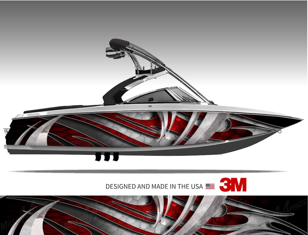 Redfish Rocker Panel Wrap Reptile (red) Boat Wrap Kit Vinyl Graphic Decal 3M - 15 Sizes Available ...