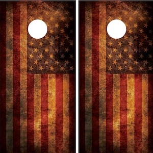 American Flag Distressed Rust Grunge Cornhole Wraps Decals