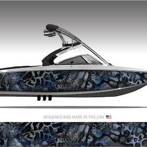 Camo Boat Wrap Kit &quot;Chameleon Black and Blue XD&quot; 3M Cast Vinyl - 15 Sizes Available