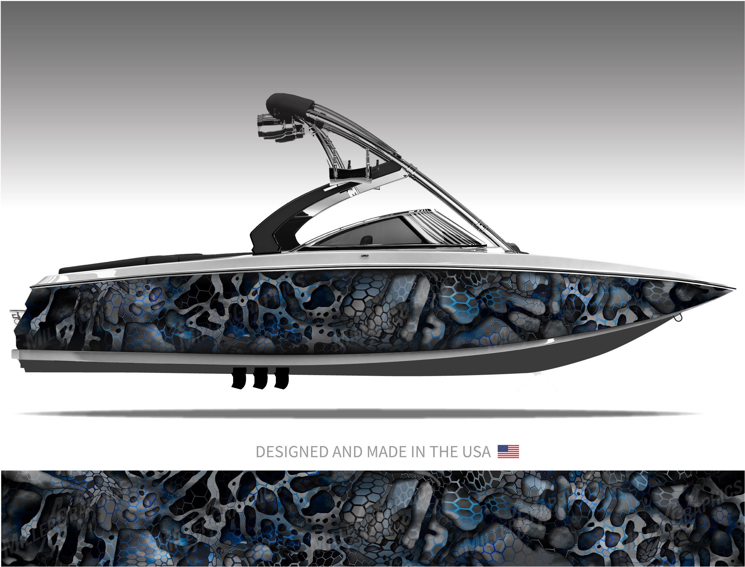 Sapphire Blue Graphic Vinyl Boat Wrap Decal Fishing Pontoon Sportsman  Console Bowriders Deck Boat Watercraft Etc.. Boat Wrap Decal 