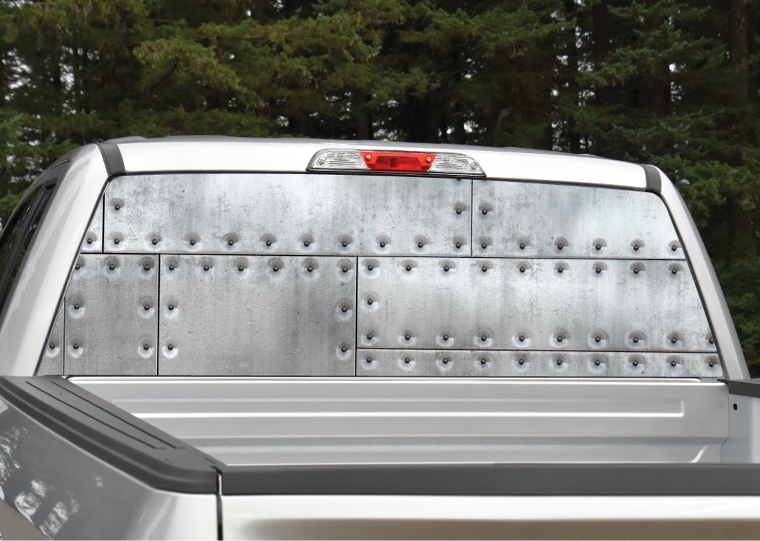 Riveted Metal Distressed Rear Window Graphic Decal Truck SUV ...