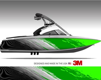 Hurricane (Green) Boat Wrap Kit Vinyl Graphic Decal 3M - 15 Sizes Available