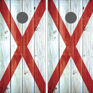 Alabama Flag Vintage Distressed Wood Cornhole Board Decal Wrap Wraps
