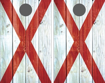 Alabama Flag Vintage Distressed Wood Cornhole Board Decal Wrap Wraps