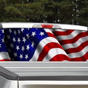 thumbnail image 2 of Graphix Express Truck Back Window Graphics Eagle American Flag (P596) See Through 2 of 5