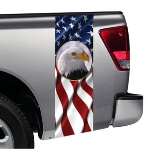 American Flag Bald Eagle Truck Bed Band Stripe Decal Graphic Kit