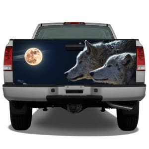 Wolves Moon Night Scene Tailgate Wrap Vinyl Graphic Decal
