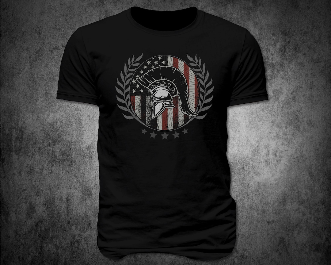 Mens Patriotic American Spartan Army Veteran 4th O T-Shirt - Foto 5