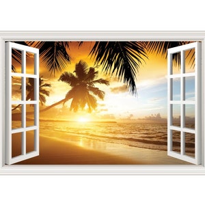 Sunset Tropical Sunshine Palm Tree Design Vinyl Decal - Temu