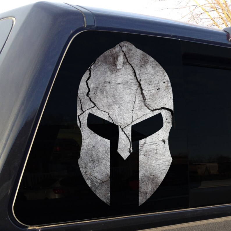 Spartan Helmet Cracked Rock Stone Military Decal Sticker Etsy