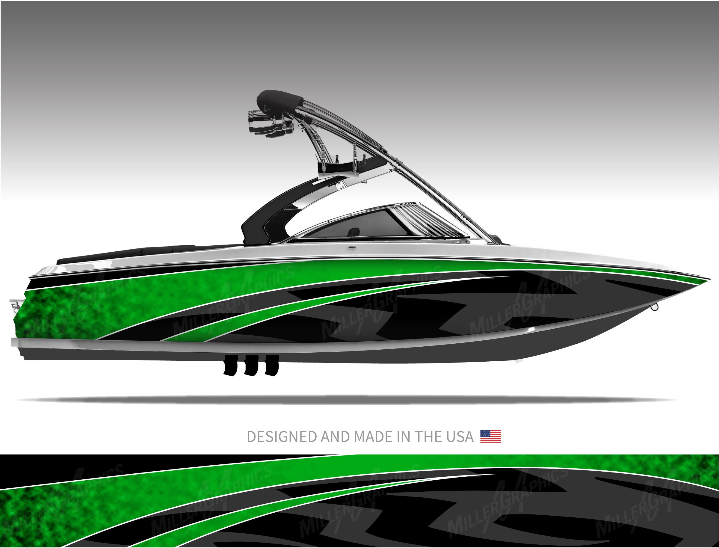 Stealth (Green) Abstract Boat Wrap Kit 3M Cast Vinyl - 15 Sizes Available