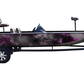 Camo Boat Wrap Kit Chameleon Black and Pink 3M Cast Vinyl - 15 Sizes Available