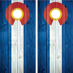 Colorado Flag Distressed Wood Vintage Cornhole Board Decal Wrap Wraps