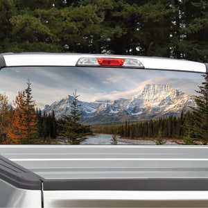 Mountain Scenery #6 River and Trees Rear Window Graphic Decal Truck SUV (Perforated)