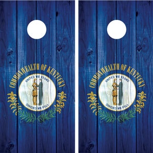 Kentucky Flag Distressed Wood Vintage Cornhole Board Decal Wrap Wraps