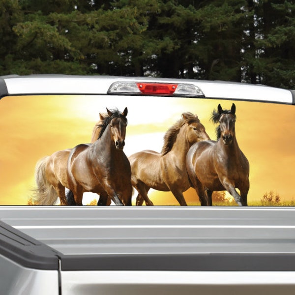 Running Horses Truck Decal Etsy