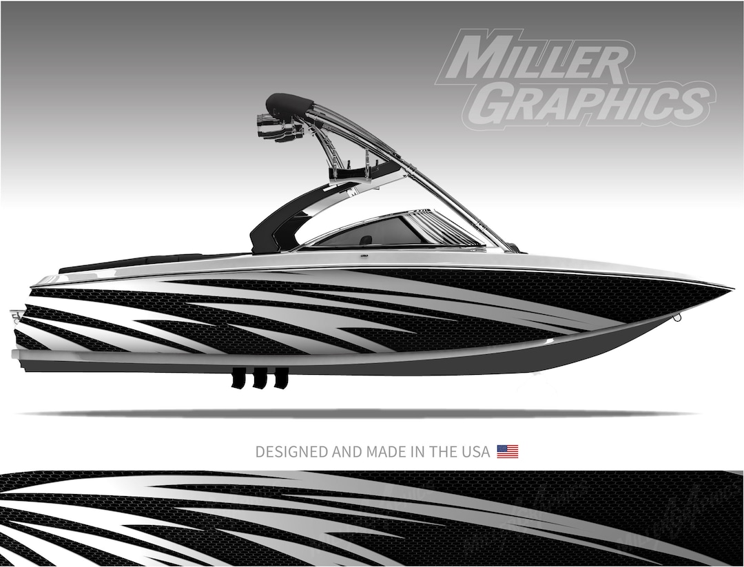 Tribal Metal Silver Black Boat Wrap Kit 3M Cast Vinyl 15 Etsy