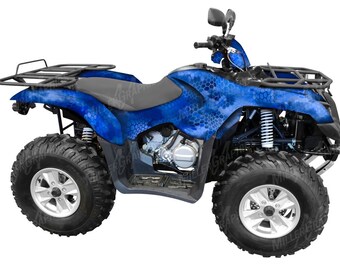 Chameleon Blue Camo ATV Wrap Kit Vinyl Graphic Decal 4 Wheeler