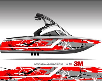 Ravage (Red) Boat Wrap Kit Vinyl Graphic Decal 3M - 15 Sizes Available