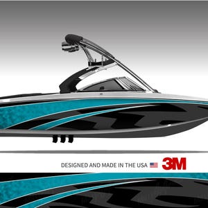 Stealth (Aqua) Abstract Boat Wrap Kit 3M Cast Vinyl - 15 Sizes Available Bild 1