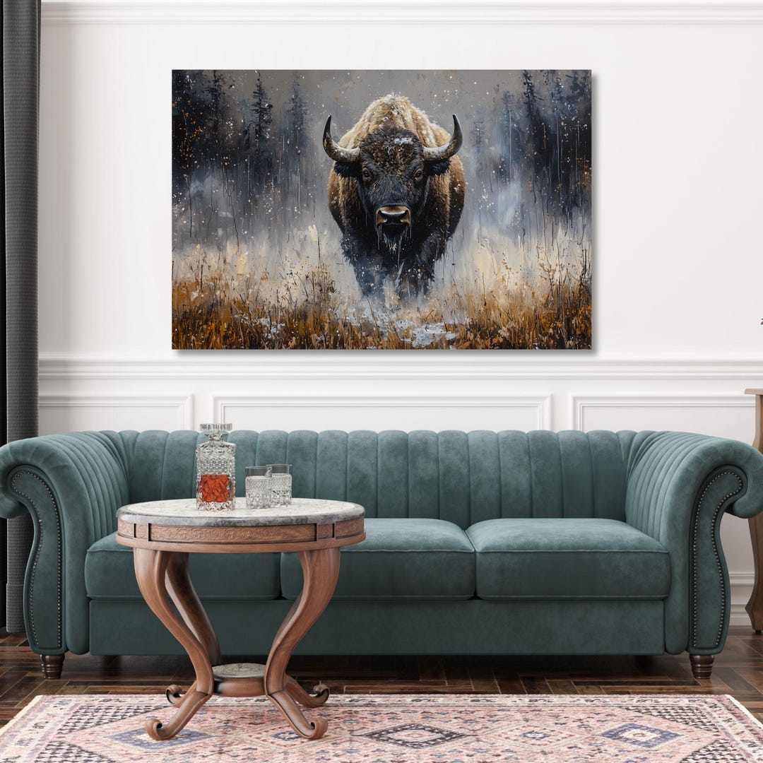 Buffalo Bison Canvas Wall Art, Western Artwork Home Decor, Giclee Print ...