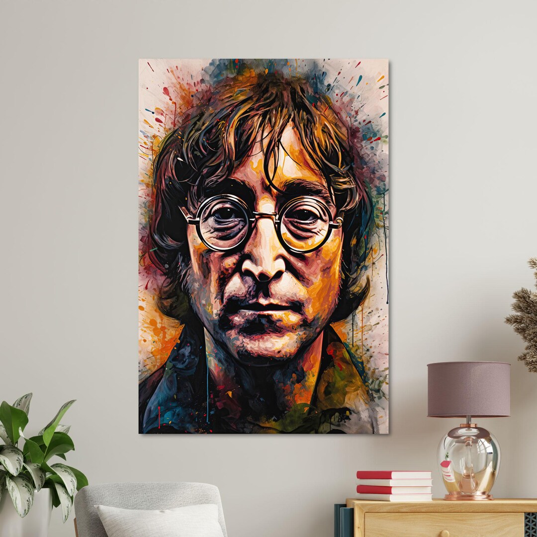 John Lennon Canvas Wall Art, Portrait Print, Graffiti Style