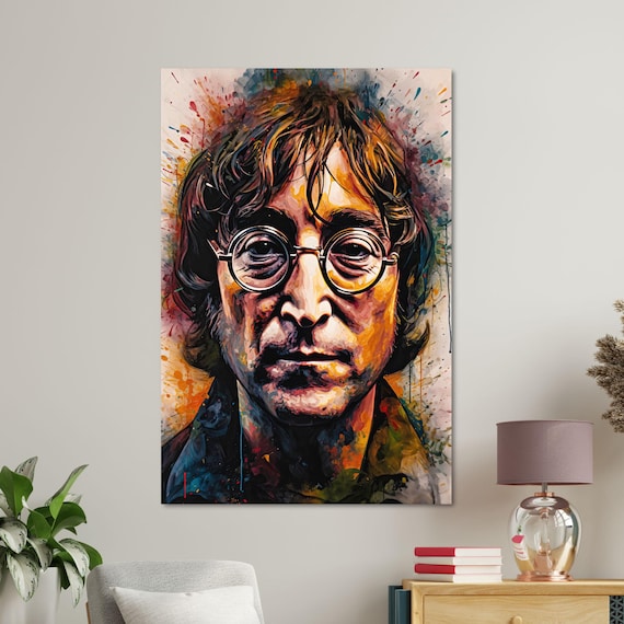 John Lennon Canvas Wall Art, Portrait Print, Graffiti Style