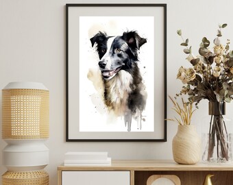 ボーダーコリーの水彩画：ロン・クラジェフスキーのファインアート