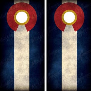 Colorado Flag Grunge Distressed Cornhole Board Decal Wrap Wraps