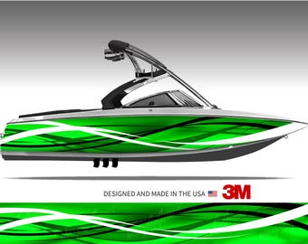 Vendetta (Green) Boat Wrap Kit Vinyl Graphic Decal 3M - 15 Sizes Available