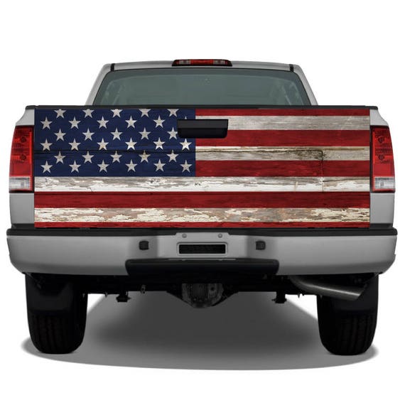 American Flag Distressed Retro Truck Tailgate Decal Graphics Rear Vinyl Wrap