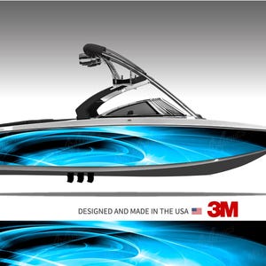 The Abyss (Blue) Abstract Boat Wrap Kit 3M Cast Vinyl - 15 Sizes Available image 1