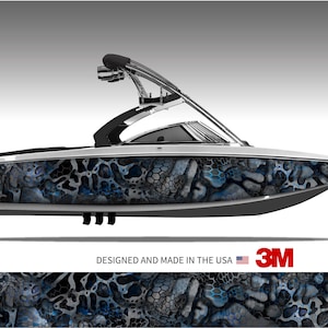 Camo Boat Wrap Kit: Chameleon Black and Blue XD - 3M Cast Vinyl immagine 1