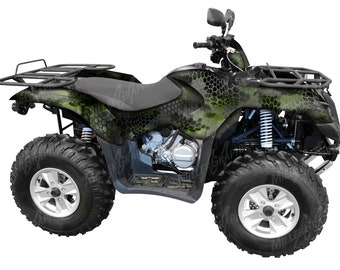 Chameleon "Black and Green" Camo ATV Wrap Kit Vinyl Graphic Decal 4 Wheeler
