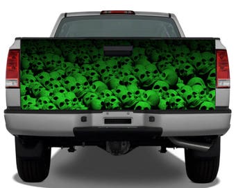 Pile of Skulls (Green) Tailgate Wrap Vinyl Graphic Decal