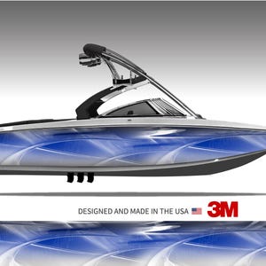 Drifter (Blue) Abstract Boat Wrap Kit 3M Premium Cast Vinyl - 15 Sizes Available
