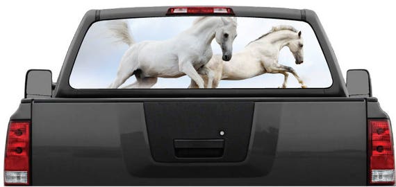 White horses Wrap rear window graphics Decal Sticker 66'' x 22'' SUV TRUCK