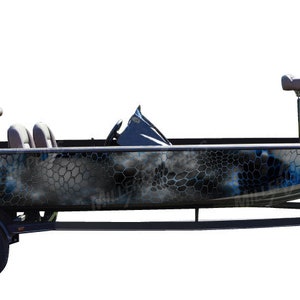 Camo Boat Wrap Kit &quot;Chameleon Black and Blue&quot; 3M Cast Vinyl - 15 Sizes Available