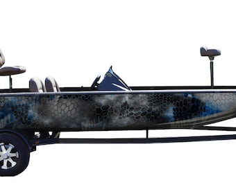 Camo Boat Wrap Kit "Chameleon Black and Blue" 3M Cast Vinyl - 15 Sizes Available